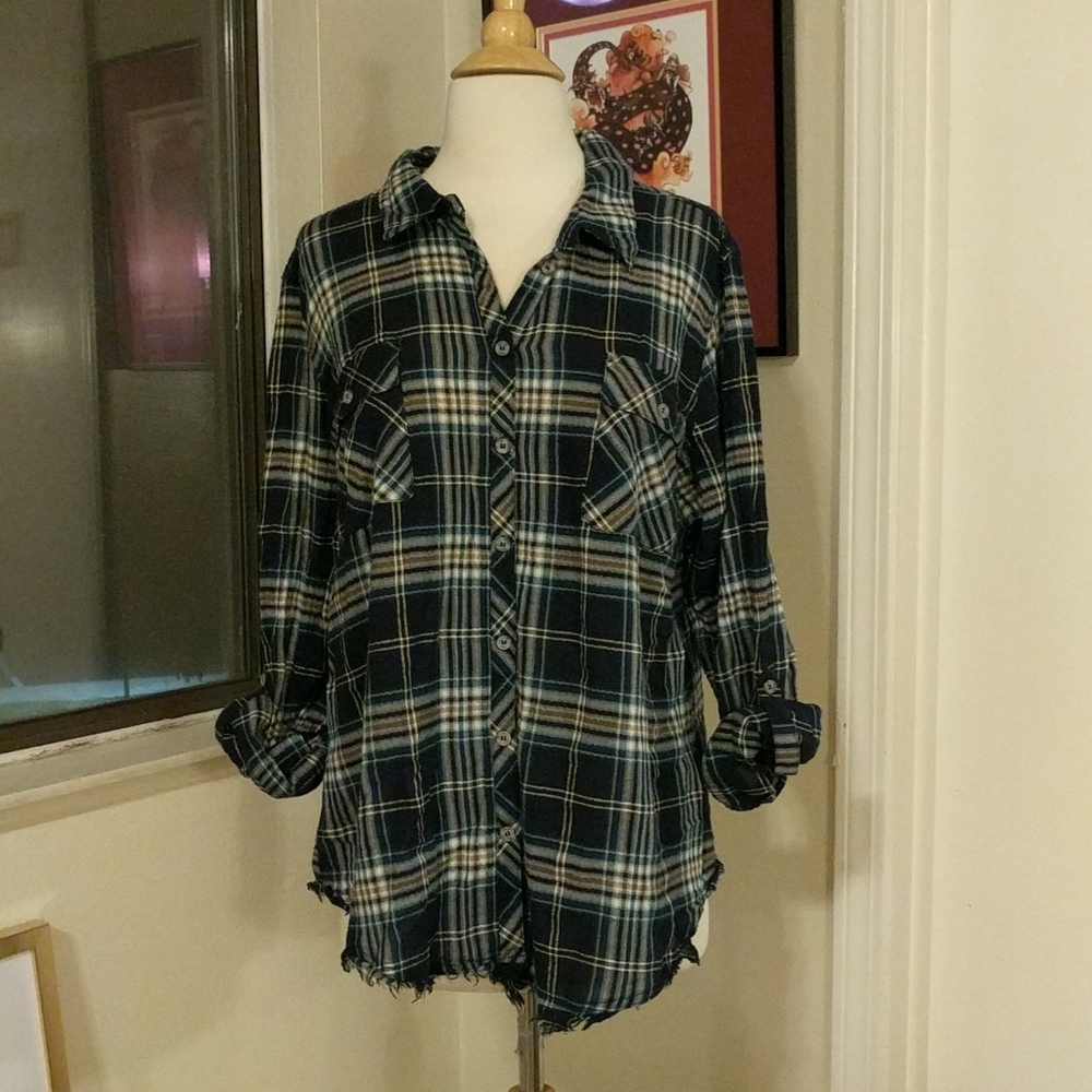 Plaid Teal Button Down